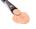 Flat makeup brush with spot of liquid foundation