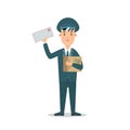 Flat male postman profession character web