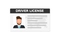 Flat man driver license plastic card template, id card vector illustration Royalty Free Stock Photo