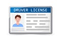 Flat man driver license plastic card template, id card vector illustration Royalty Free Stock Photo