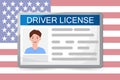 Flat man driver license plastic card template, id card vector illustration Royalty Free Stock Photo