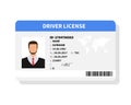 Flat man driver license plastic card template, identification card vector illustration. Royalty Free Stock Photo