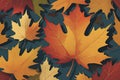 A flat maple leaf with vibrant autumn colors