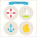 Flat Marine Website Icons Set