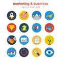 Flat marketing and business ingographic icons set