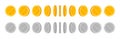 Rotating coins set for animation. Gold and silver coins collection at different angles for rotation effect. Vector