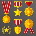 Flat medals and awards set with stars icon Royalty Free Stock Photo