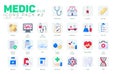 25 Flat Medic Icons Pack #2, Vector Medical Icons Set