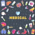 Flat medical equipment set icons concept background. vector illustration design Royalty Free Stock Photo