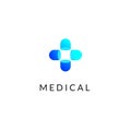 Flat medicine icon blue and green gradient emblem logo, web online concept.