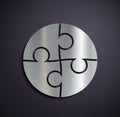 Flat metallic logo puzzle.