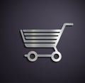 Flat metallic logo shopping cart.