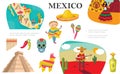 Flat Mexican Elements Composition