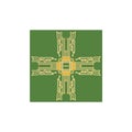 Flat Microelectronics Circuits. Circuit board vector, green background