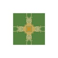 Flat Microelectronics Circuits. Circuit board vector, green background