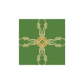 Flat Microelectronics Circuits. Circuit board vector, green background