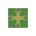 Flat Microelectronics Circuits. Circuit board vector, green background