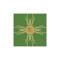 Flat Microelectronics Circuits. Circuit board vector, green background