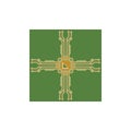 Flat Microelectronics Circuits. Circuit board vector, green background