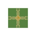 Flat Microelectronics Circuits. Circuit board vector, green background