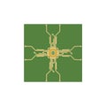 Flat Microelectronics Circuits. Circuit board vector, green background