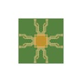 Flat Microelectronics Circuits. Circuit board vector, green background