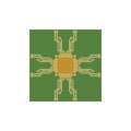 Flat Microelectronics Circuits. Circuit board vector, green background