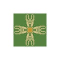 Flat Microelectronics Circuits. Circuit board vector, green background