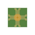 Flat Microelectronics Circuits. Circuit board vector, green background