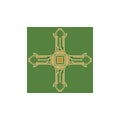 Flat Microelectronics Circuits. Circuit board vector, green background