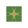Flat Microelectronics Circuits. Circuit board vector, green background