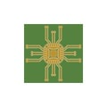 Flat Microelectronics Circuits. Circuit board vector, green background