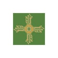 Flat Microelectronics Circuits. Circuit board vector, green background