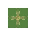 Flat Microelectronics Circuits. Circuit board vector, green background