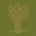 Microelectronics Circuits. Circuit board vector, green background.