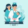 Flat midwives day illustration Vector illustration.