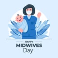 Flat midwives day illustration Vector illustration.