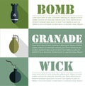 Flat military explosive weapons set design concept. Vector illustration infographic