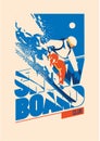 Freeride snowboarder in motion. Sport poster or emblem