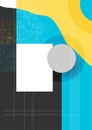Flat minimal geometric abstract flyer design with lines and square dots