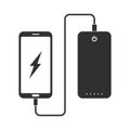 flat minimal icon of phone charging from portable battery or powerbank Royalty Free Stock Photo