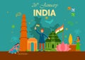 Flat minimal simplistic background for 26 January Happy Republic Day of India