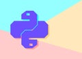 Flat minimalism pastel colored python code icon. Trendy snake vector symbol for web site development or button to mobile app. Royalty Free Stock Photo