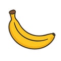 A flat digital illustration of a yellow banan Royalty Free Stock Photo