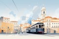 Circular Lisbon: Iconic Trams and Alfama in Minimalist Hues