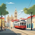 Circular Lisbon: Iconic Trams and Alfama in Minimalist Hues
