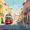 Circular Lisbon: Iconic Trams and Alfama in Minimalist Hues