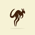 Flat minimalist Kangaroo logo design template, retro or vintage style