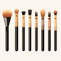 Flat Minimalist Makeup Brush Kit Set AI Generated Royalty Free Stock Photo