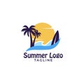 Flat minimalist summer logo design template Royalty Free Stock Photo